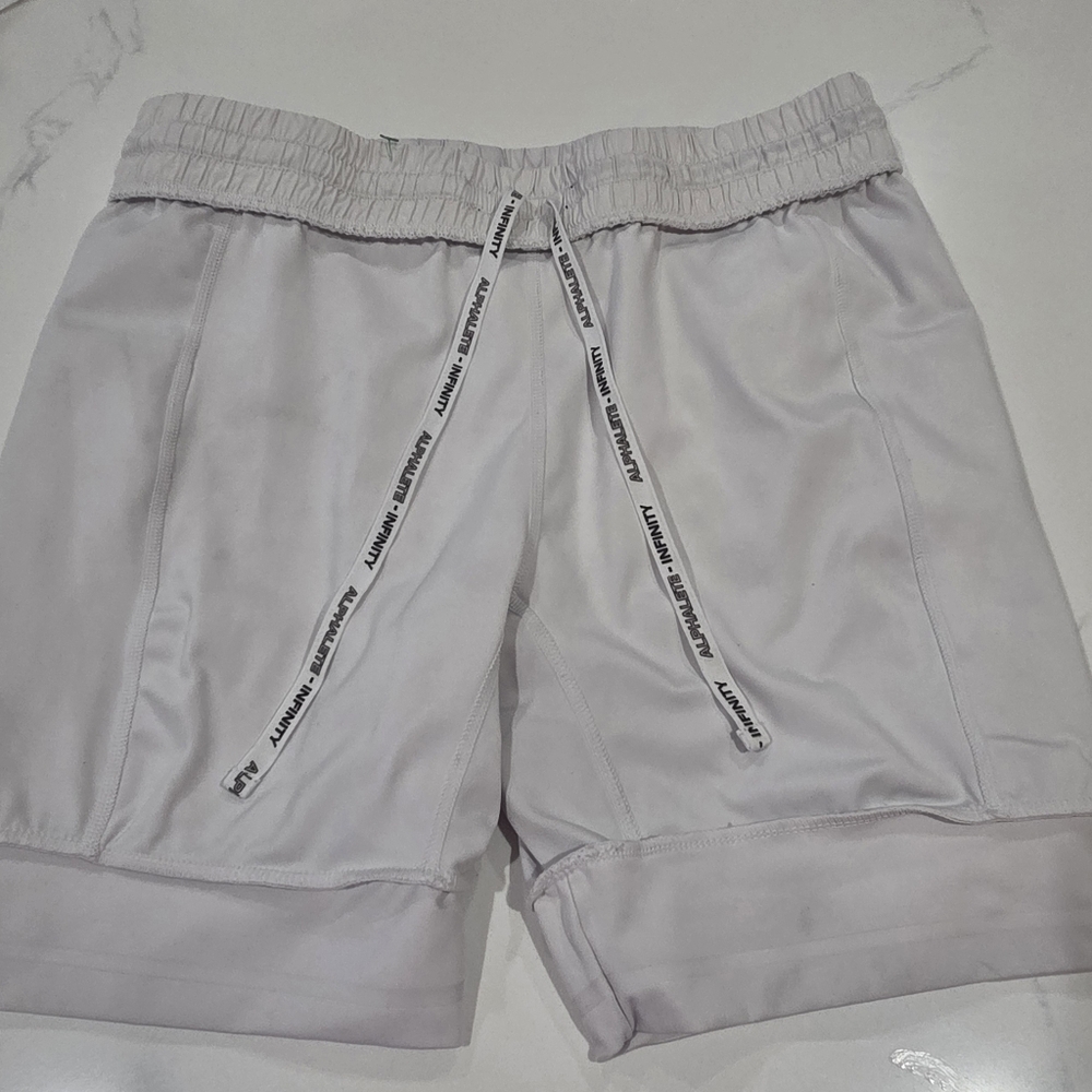 Alphalete White Athletic Men’s Shorts with Black Accent - Picture 5 of 11